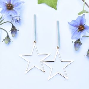 Gold Stars and Bars Statement Dangle Earrings